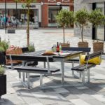 Image de Plus Twist Sitzgruppe Picknicktisch Kiefer-Fichte mit 4 Rückenlehnen schwarz  227 cm