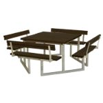 Image de Plus Twist Sitzgruppe Picknicktisch Kiefer-Fichte mit 4 Rückenlehnen schwarz  227 cm