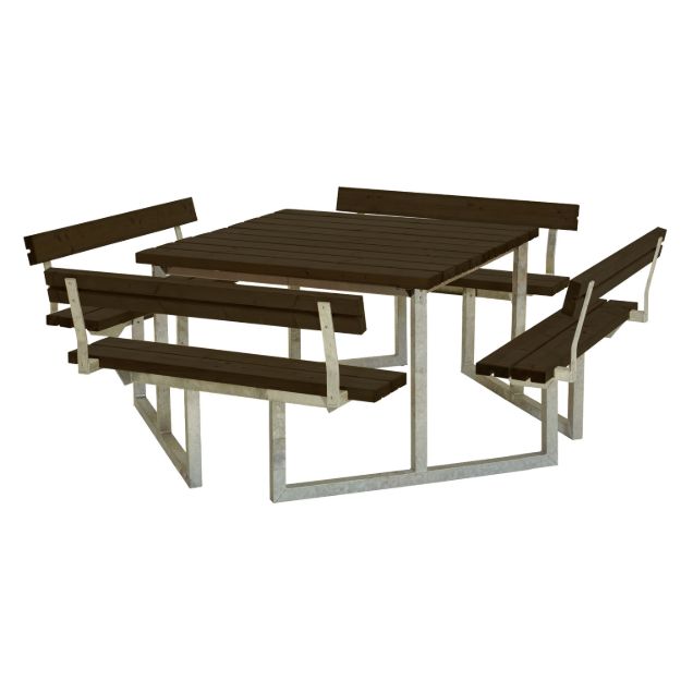 Image de Plus Twist Sitzgruppe Picknicktisch Kiefer-Fichte mit 4 Rückenlehnen schwarz  227 cm