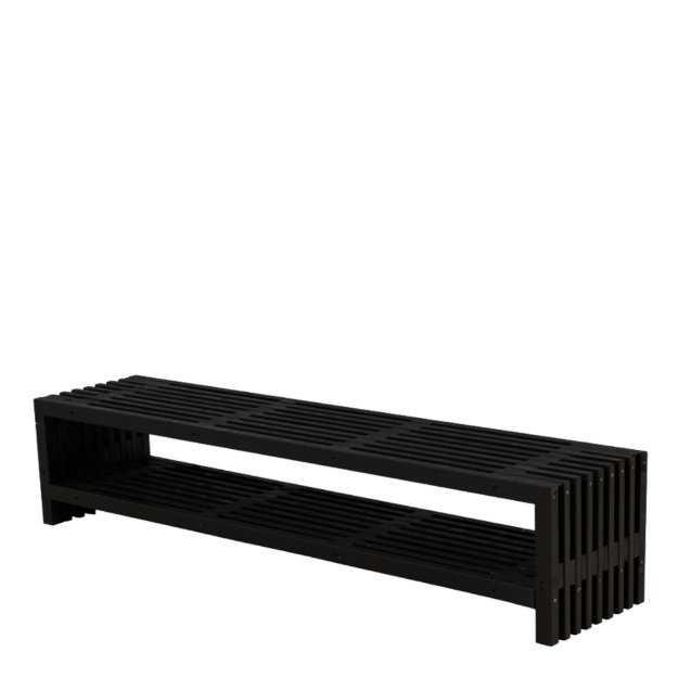 Immagine di Plus Rustik Trallebank mit Schuhregal Kiefer-Fichte schwarz 218 cm