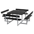 Plus Picnic Picknicktisch 8-Sitzer mit 4 Rückenlehnen RePlast Recycling schwarz 224 cm