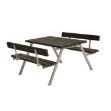 Plus Alpha Picknicktisch mit 2 Rueckenlehnen RePlast Recycling schwarz 118 x 185 x 73 cm