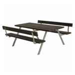 Image de Plus Alpha Picknicktisch mit 2 Rückenlehnen RePlast Recycling schwarz 177 x 185 x 73 cm
