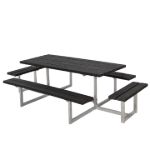 Image de Plus Basic Picknicktisch mit 2 Anbausätzen RePlast schwarz 260 x 160 cm