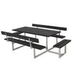 Immagine di Plus Basic Picknicktisch mit 2 Anbausätzen und 2 Rückenlehnen RePlast schwarz 260 x184 cm
