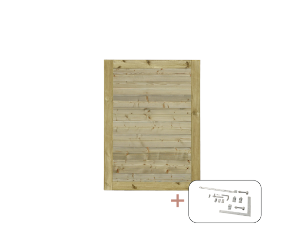 Bild von Plus Plank Gartentüre Fichte druckimprägniert 100 x 125 cm mit Beschlägen