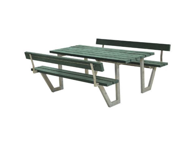 Plus Wega Picknicktisch mit 2 Rückenlehnen Retex Upcycling grün 177 cm