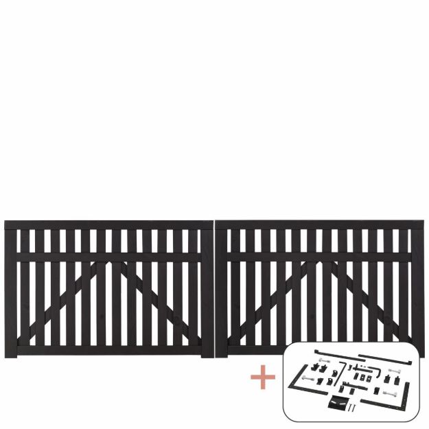 Plus Country Doppeltor Einfahrtstor schwarz 300 x 98 cm mit Beschlägen schwarz