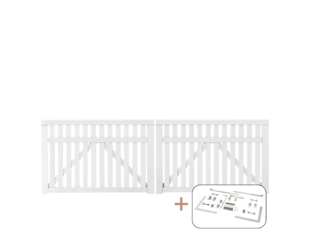 Immagine di Plus Country Doppeltor Einfahrtstor weiss 300 x 98 cm mit Beschlägen
