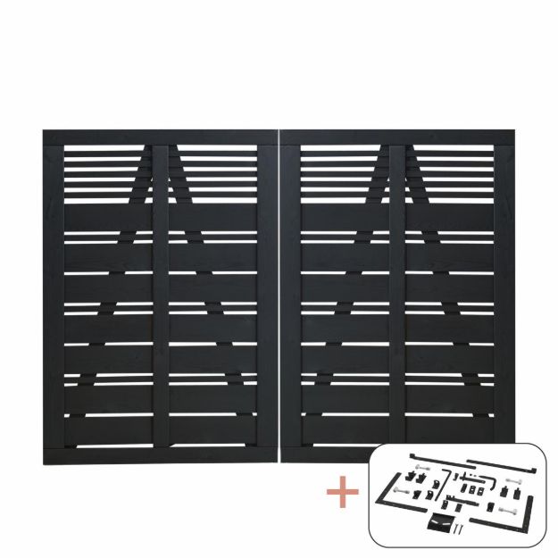Image de Plus Silence Gartentor Doppeltor schwarz 200 x 140 cm mit Beschlägen schwarz