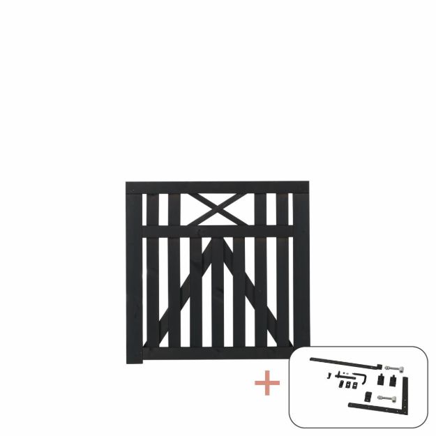 Image de Plus Vinesse Einzeltor Gartentor schwarz 100 x 98 cm mit Beschlägen schwarz