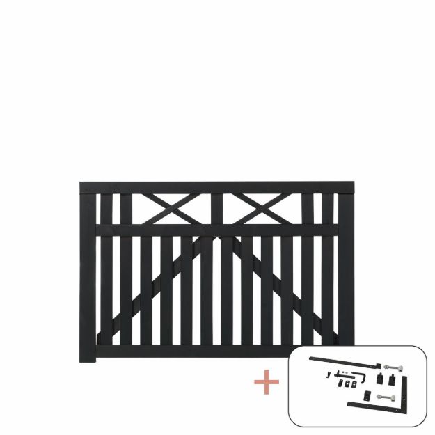 Immagine di Plus Vinesse breites Einzeltor schwarz 150 x 98 cm mit Beschlägen schwarz