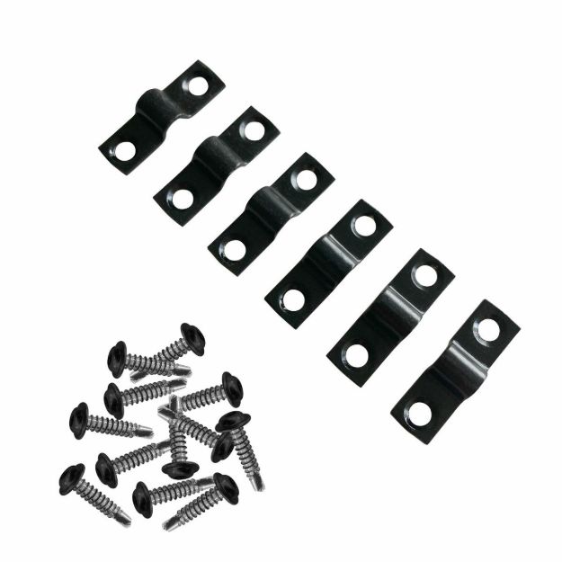 Bild von Plus Montageset Spalier-Bügelbeschläge mit Schrauben für Stahlpfosten - Schwarz 