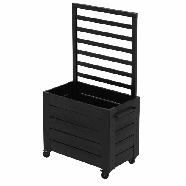 Bild von Plus Cubic rollender Raumteiler Rankkasten 87 x 50 x 155 cm schwarz-schwarz Profi-Rollen