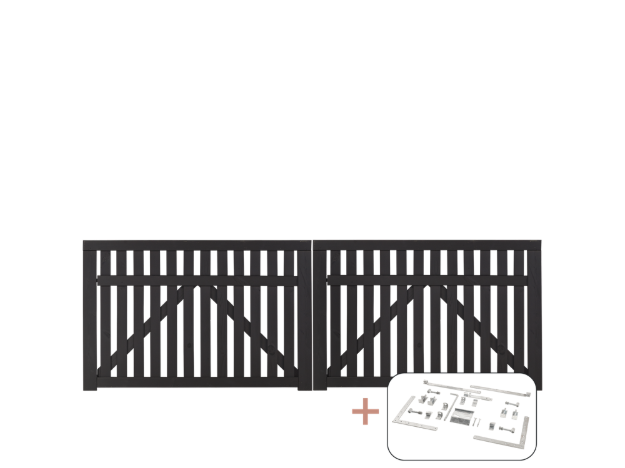 Immagine di Plus Country Doppeltor Einfahrtstor schwarz 300 x 98 cm mit Beschlägen