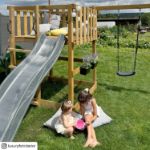 Immagine di Plus Play Spielturm mit grau-schwarzer Rutsche 350 x 132 x 200 cm